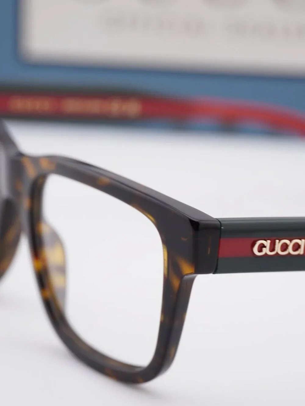 Gucci GG1870O 002 Square Eyeglasses 53mm - Havana / Green / Red